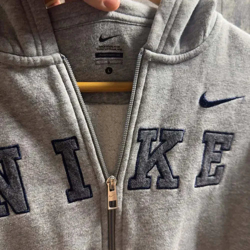 Nike Spellout Zip-Up Hoodie, Grey, Kids Size L
